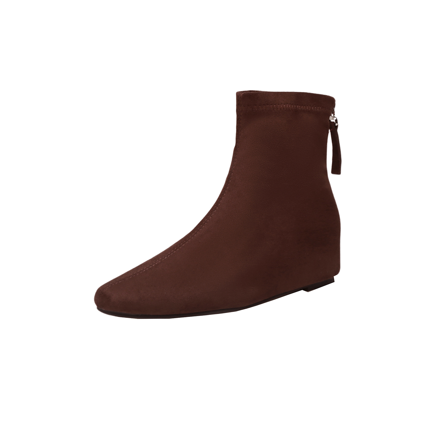Korean Retro Pointed Suede 5cm Hidden Heel Minimalist Square Toe Back Zip Slim Boots Women Short Boots - Image 5
