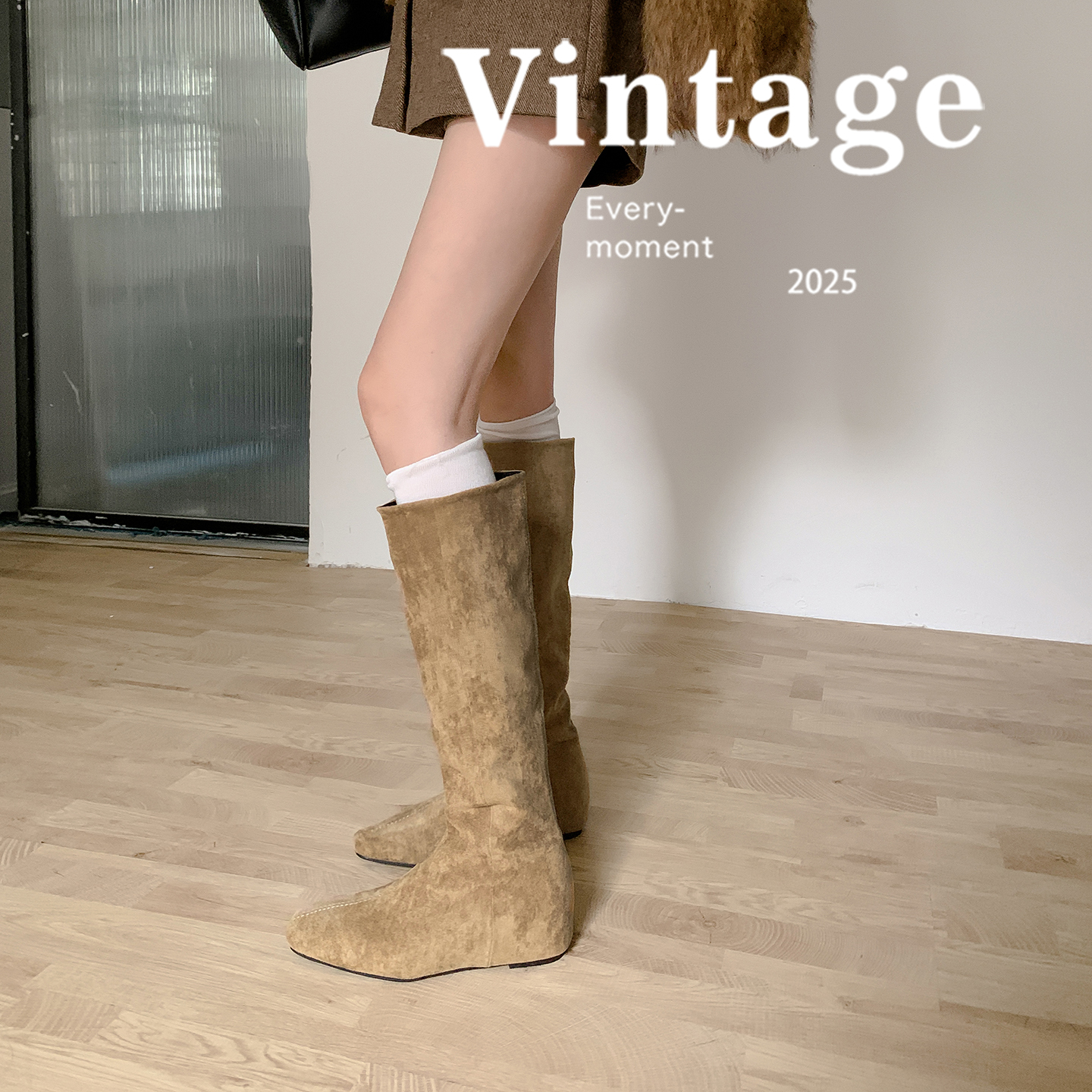 Petite Height Increasing Long Boots Women 2025 Autumn Winter New Style Slim Square Toe Riding Boots Versatile Tall Boots - Image 3