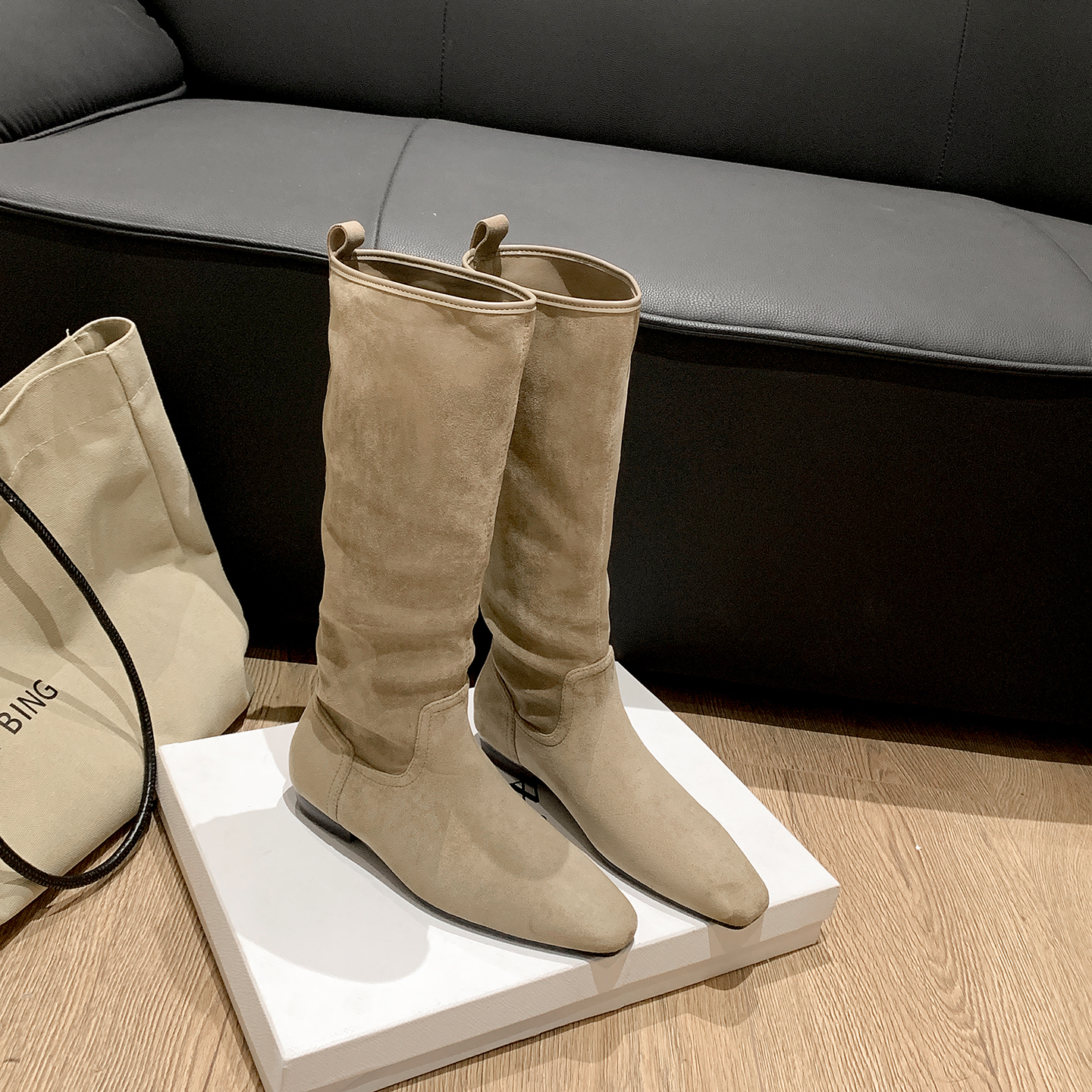 2025 New Winter Frosted Leather Long Boots Square Toe Flat High Top Boots Suede Knight Straight Boots for Women - Image 3