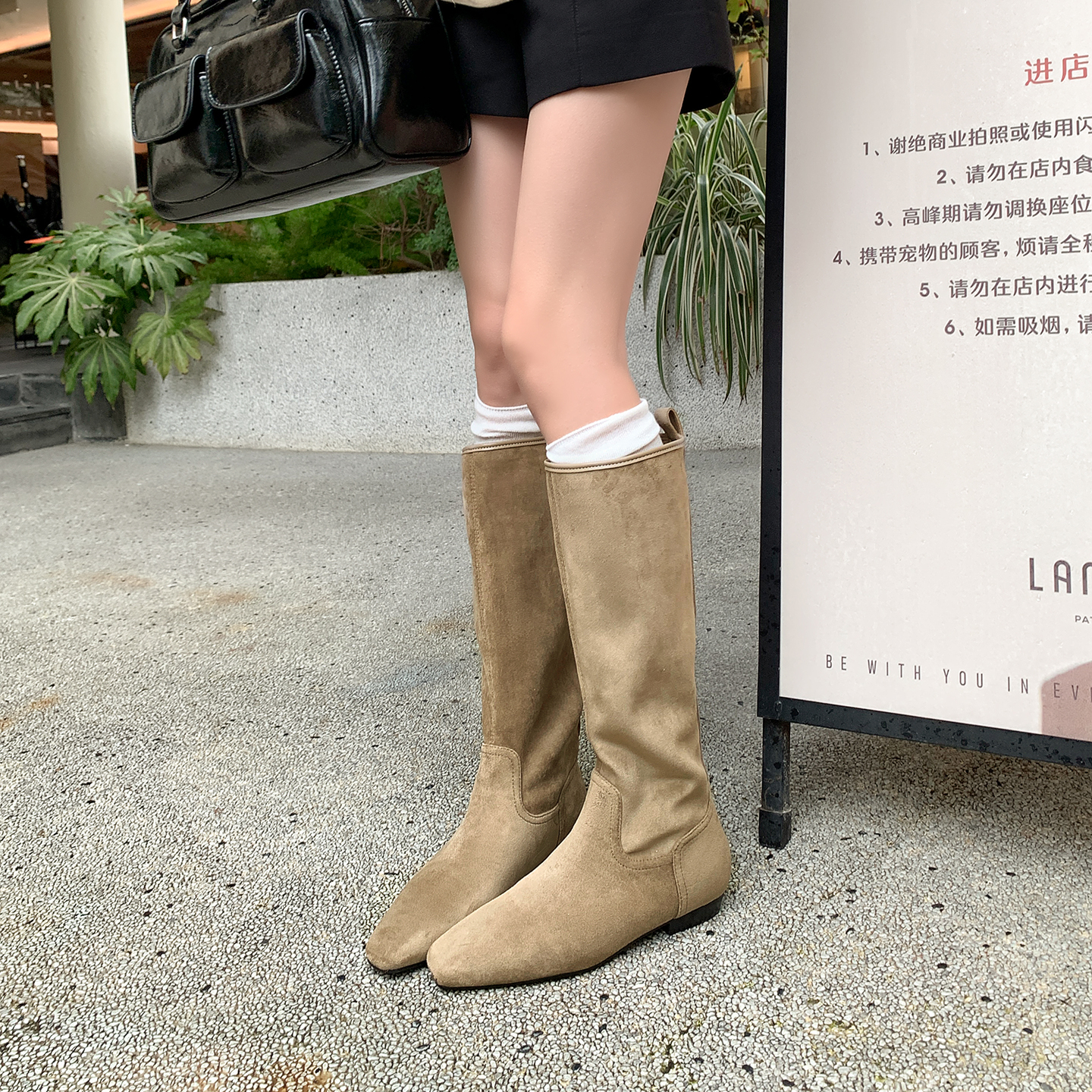 2025 New Winter Frosted Leather Long Boots Square Toe Flat High Top Boots Suede Knight Straight Boots for Women - Image 4