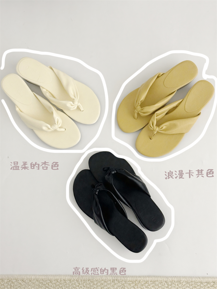 2026 Summer New Korean Women's Slide Sandals Minimalist Toe Clip Low Heel Wedge Slippers