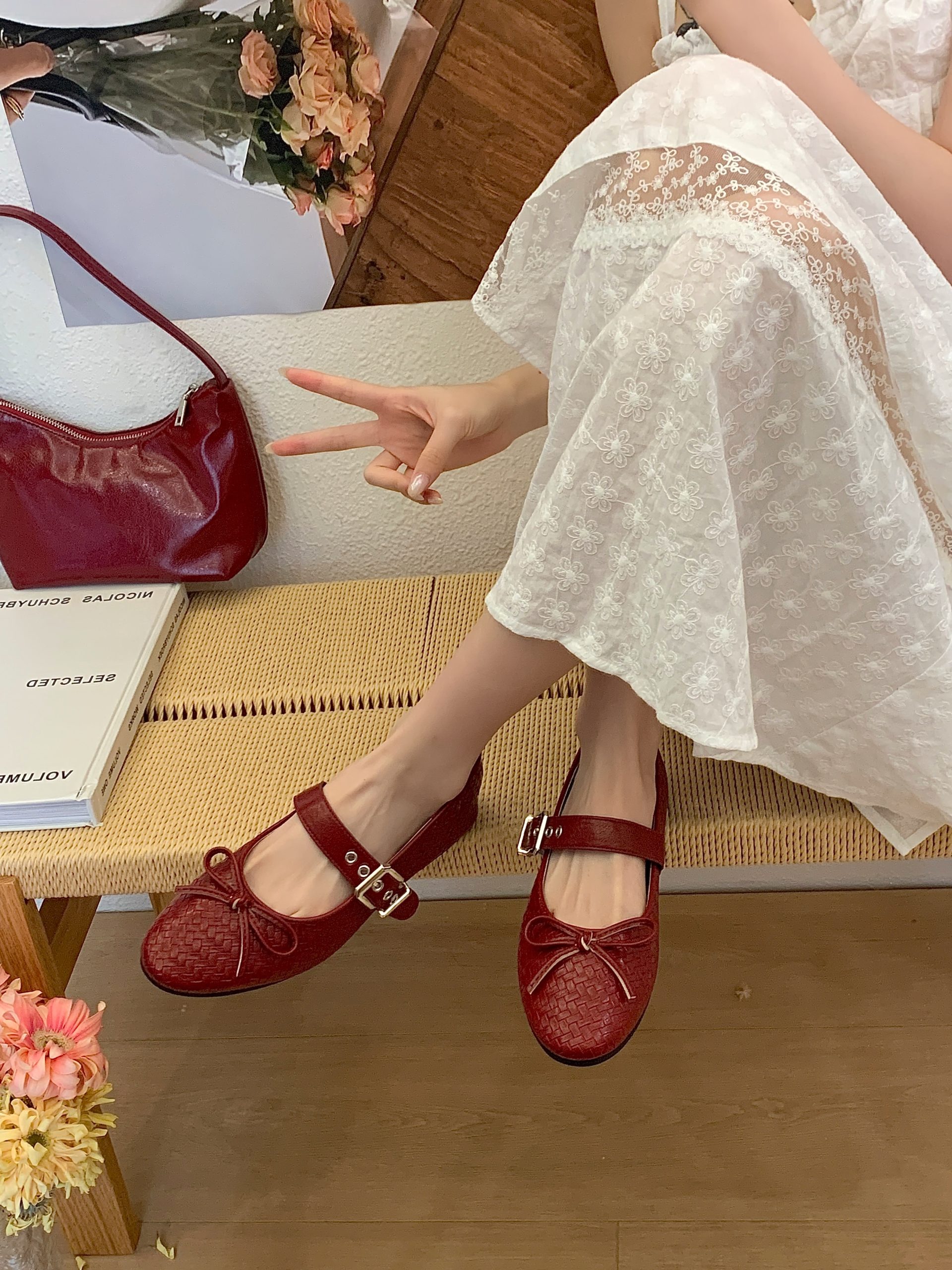 French Bow Ballet Flat Shoes for Women 2026 Round Toe Buckle Slip-On Casual Shoes - Image 4