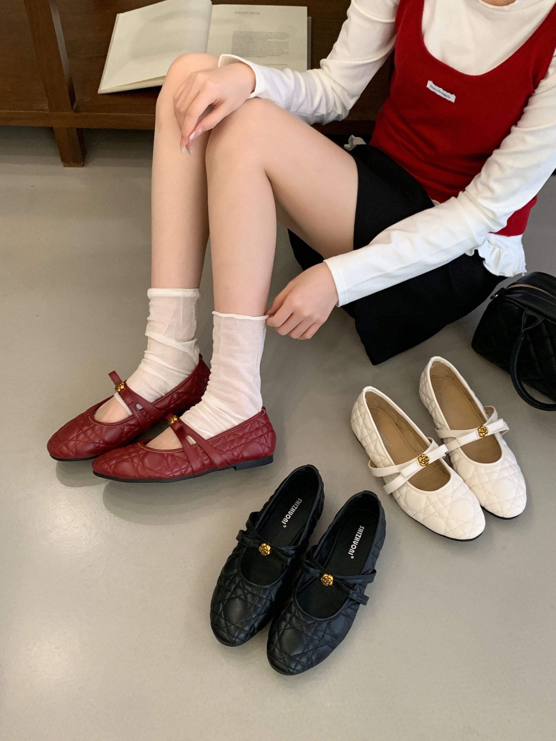 French Style Mary Jane Shoes for Women 2026 New Korean Flat Low Top Slip-On Shoes with Bow
