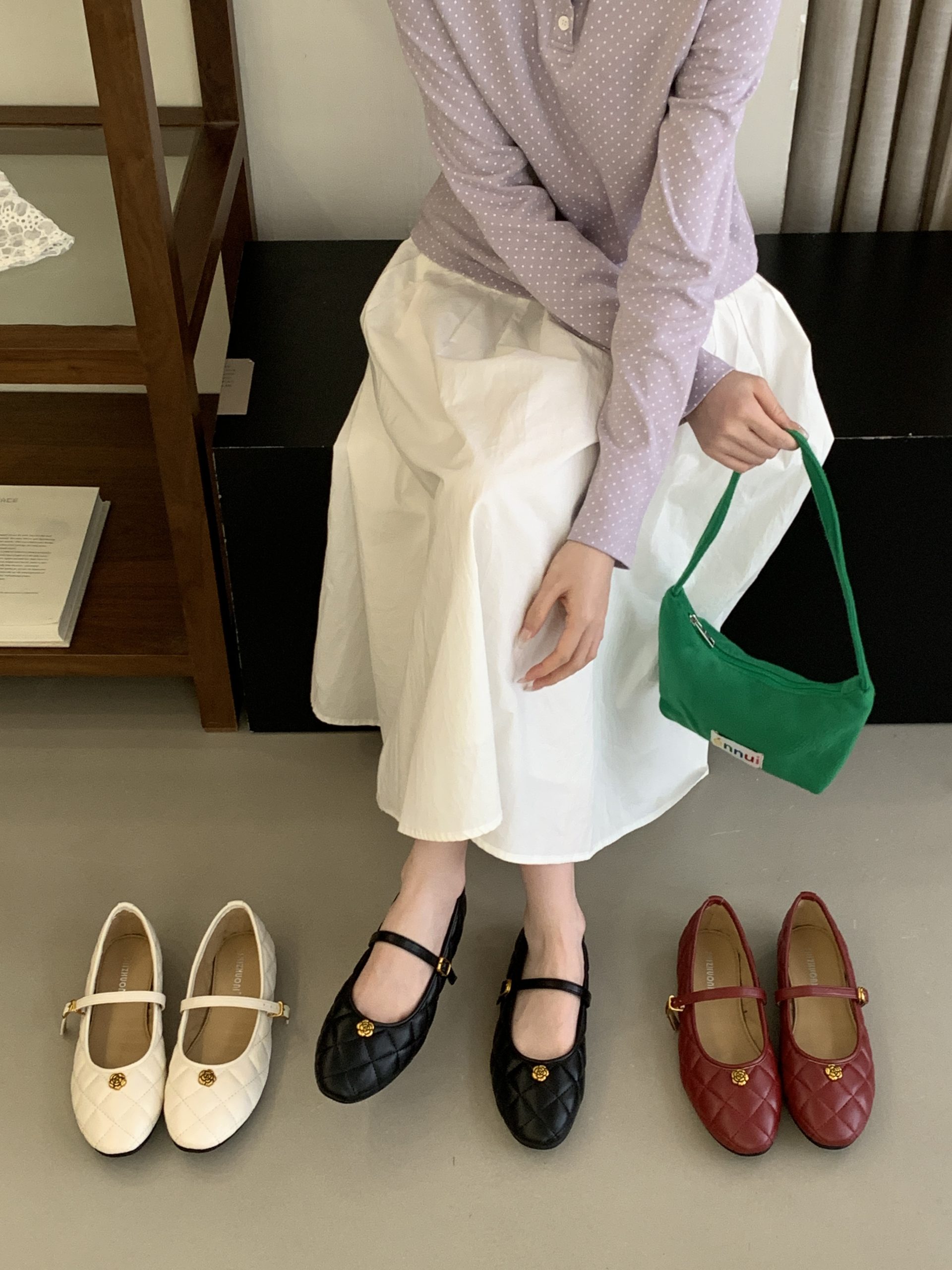 SHIZHUONI 2026 Spring Chanel Style Camellia Korean Flat Mary Jane Shoes for Women - Retro Soft Sole, Casual Comfortable Low Top Shoes