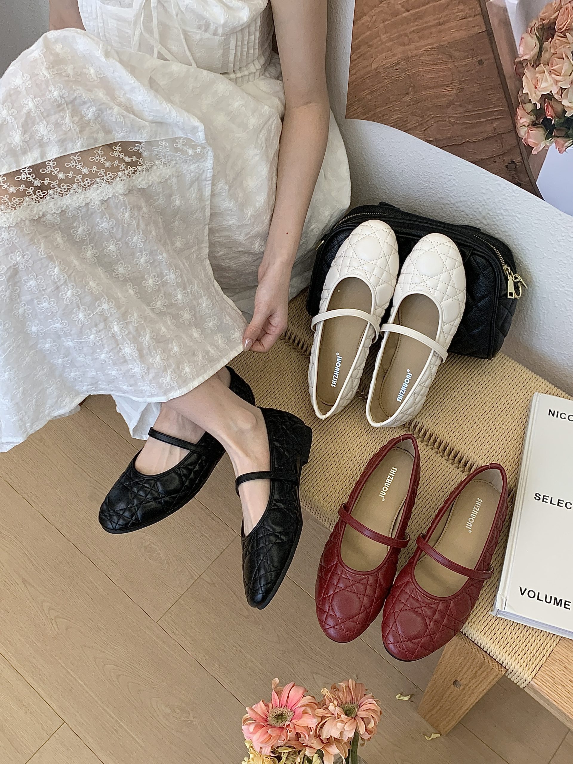 SHIZHUONI Flat Black French Style Mary Jane Shoes for Women 2026 New Spring Autumn Casual Comfortable Slip-On Loafers