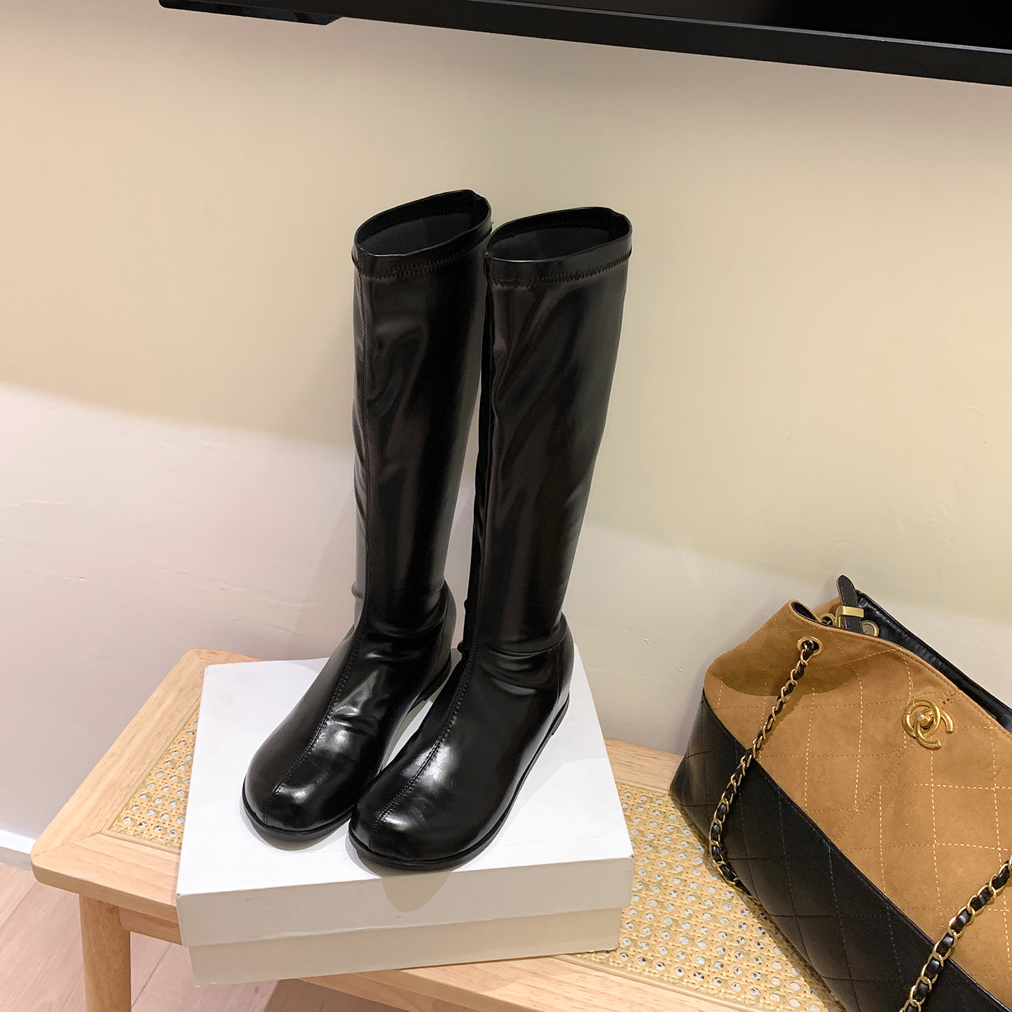 Slim High Shaft Riding Boots for Women 2025 Autumn New Flat Not Over Knee Long Boots Martin Boots with Hidden Heel