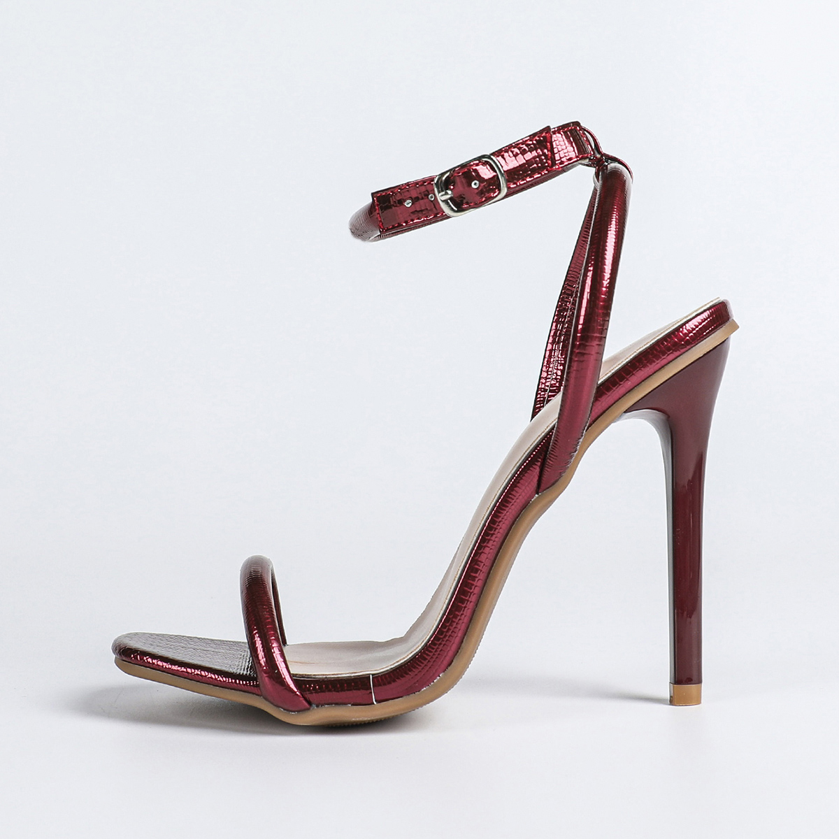 Summer New Fashion Retro French One-Strap Square Toe Thin Heel Sandals Sexy Wine Red Open Toe High Heels Women - Image 5