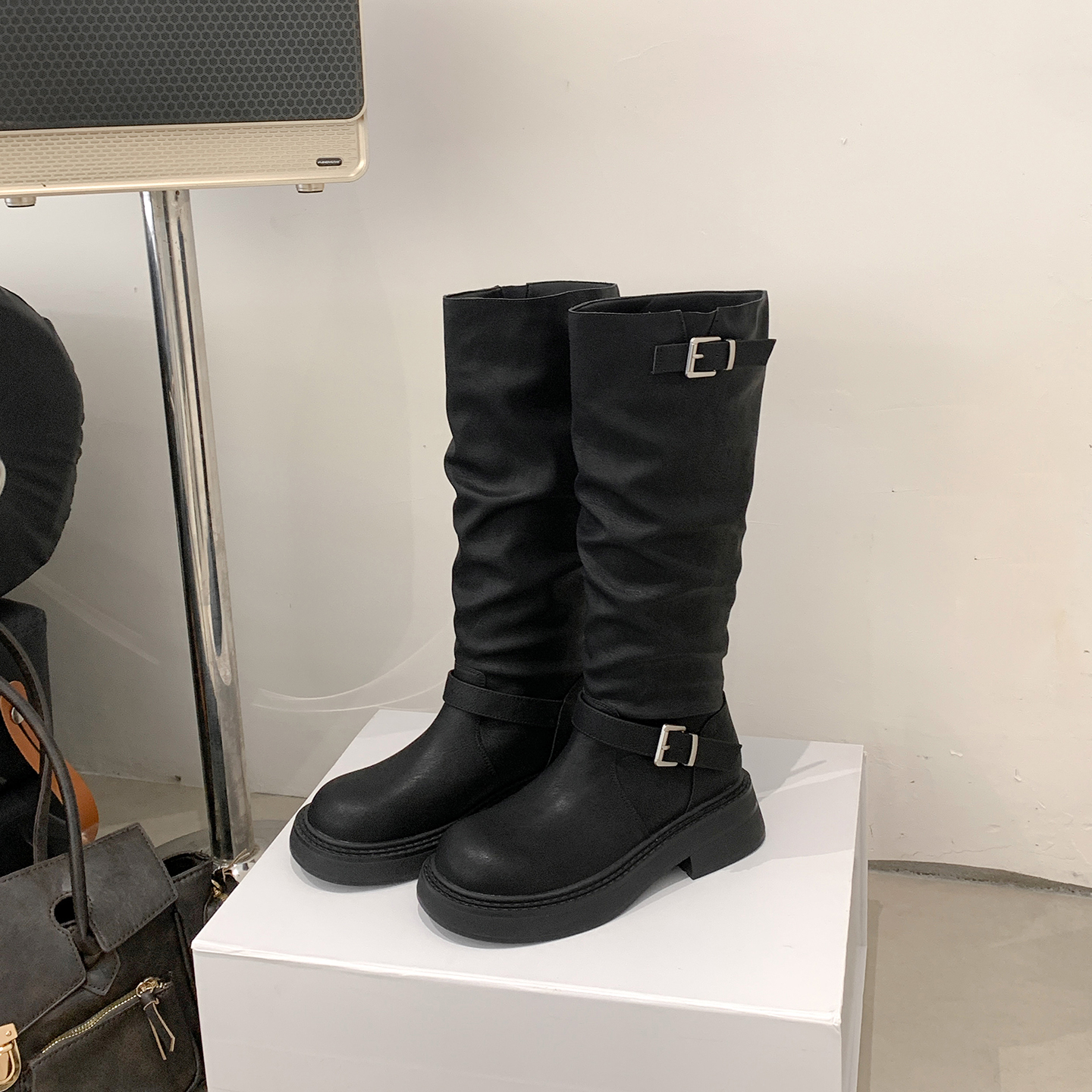 Thick Sole Tall Boots Women 2025 Autumn New Brown Over Knee Slim Fit Stacked Knight Boots