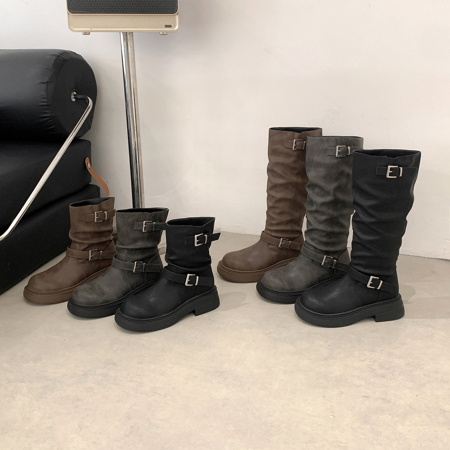 Thick Sole Tall Boots Women 2025 Autumn New Brown Over Knee Slim Fit Stacked Knight Boots - Image 4