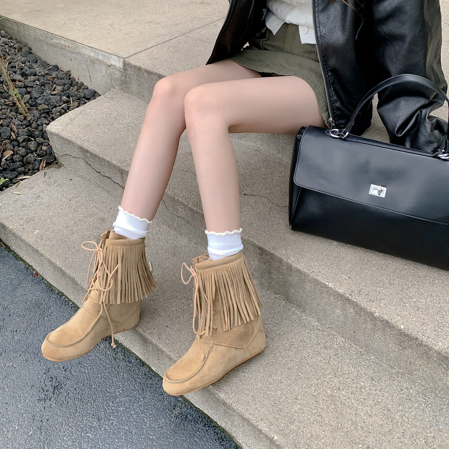 Vintage Fashion Boots for Women 2025 Winter New Brown Maillard Tassel Casual Boots - Image 3